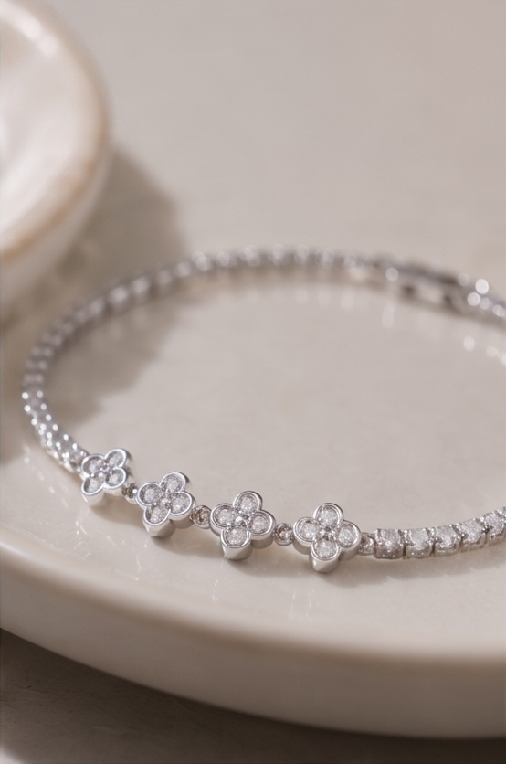 Four Clover Tennis Bracelet