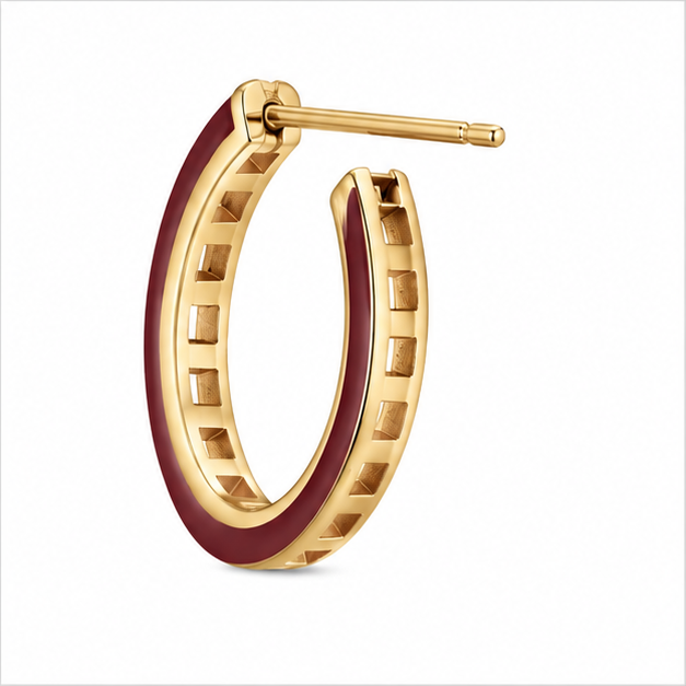 Burgundy Diamond Hoop Earring
