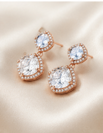 Cushion Diamond Drop Earring