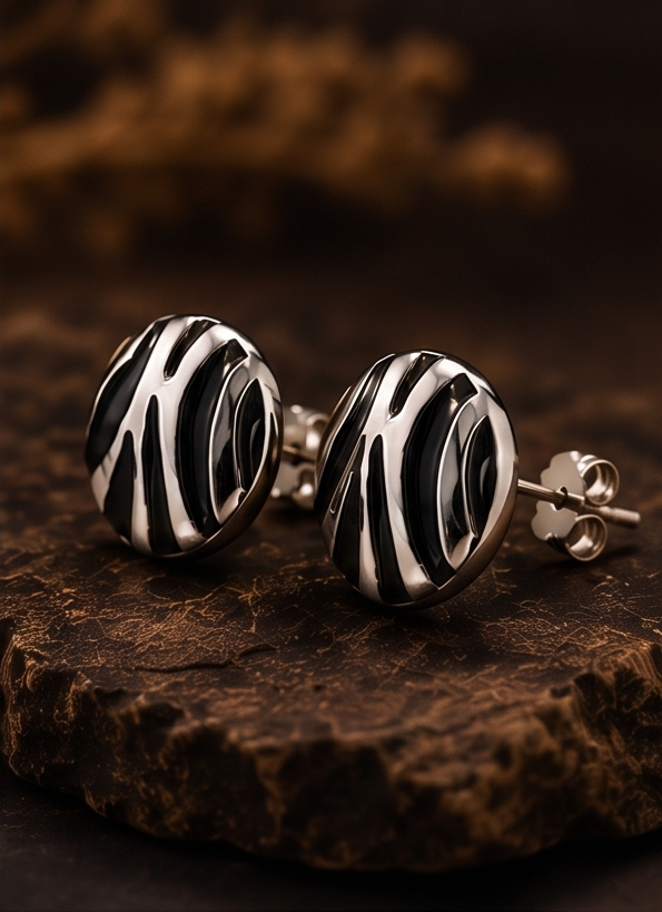 Zebra Stud Earring