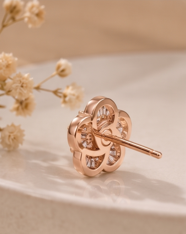 Flower Diamond Stud Earring