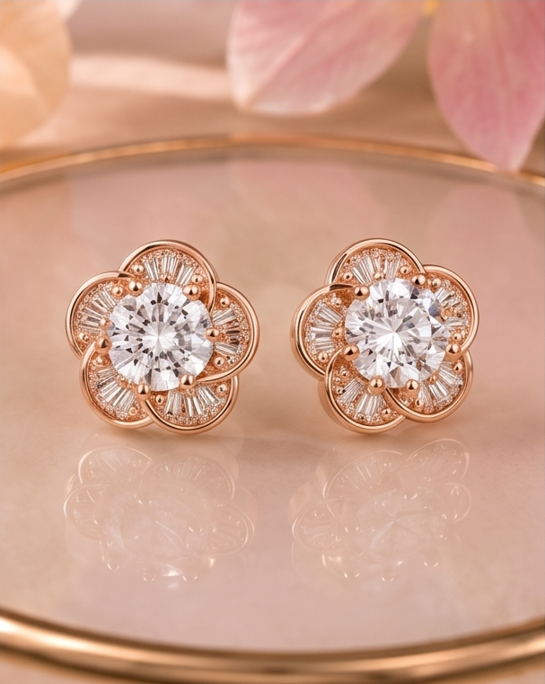 Flower Diamond Stud Earring