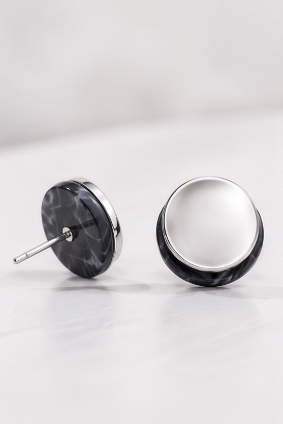 Marble Black Stud Earring
