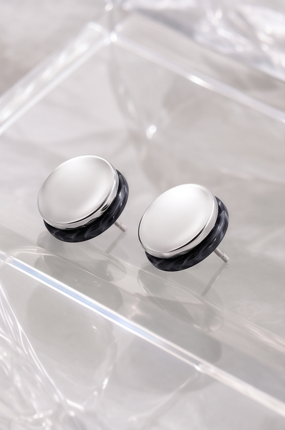 Marble Black Stud Earring