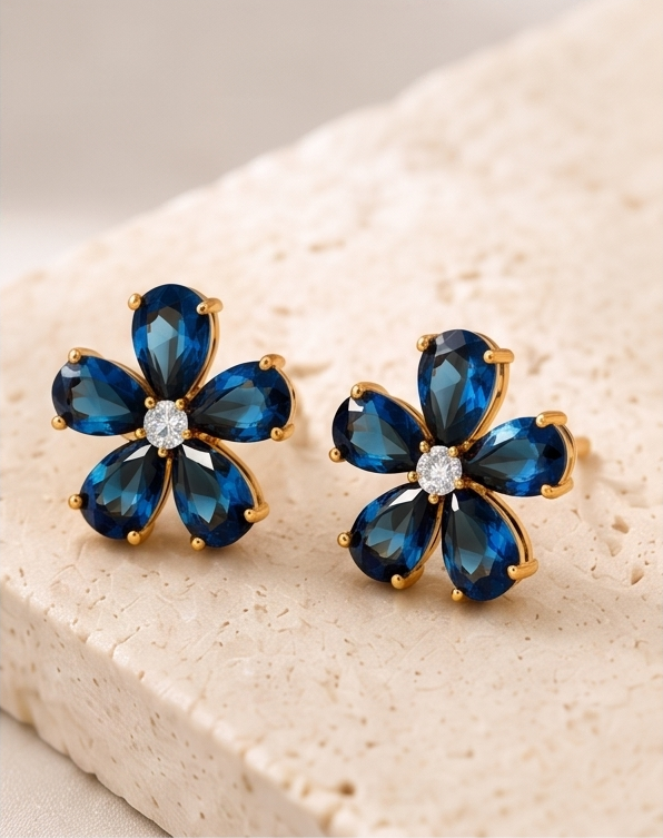Blue Flower Stud Earring