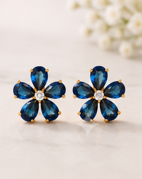 Blue Flower Stud Earring