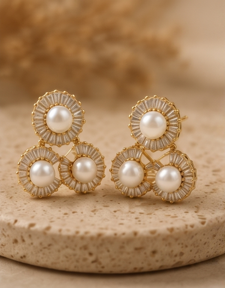 Marigold Pearl Stud Earrings