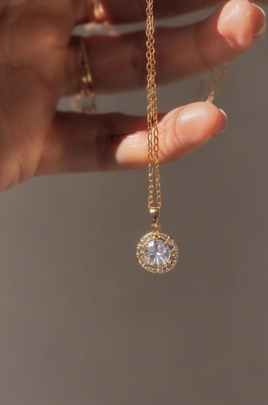 Classic Halo Diamond Pendant Necklace