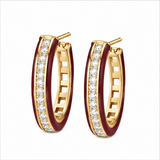 Burgundy Diamond Hoop Earring