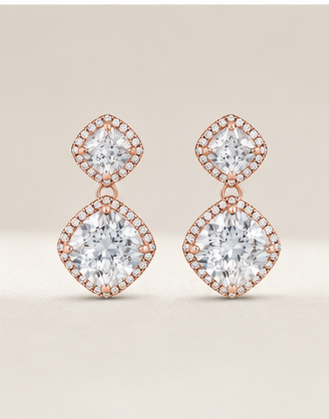 Cushion Diamond Drop Earring