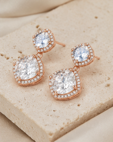 Cushion Diamond Drop Earring
