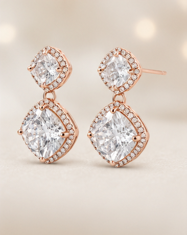 Cushion Diamond Drop Earring
