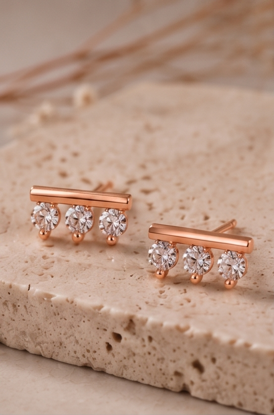 Bar Diamond Stud Earring