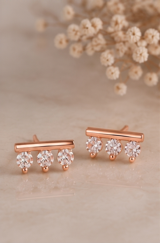 Bar Diamond Stud Earring