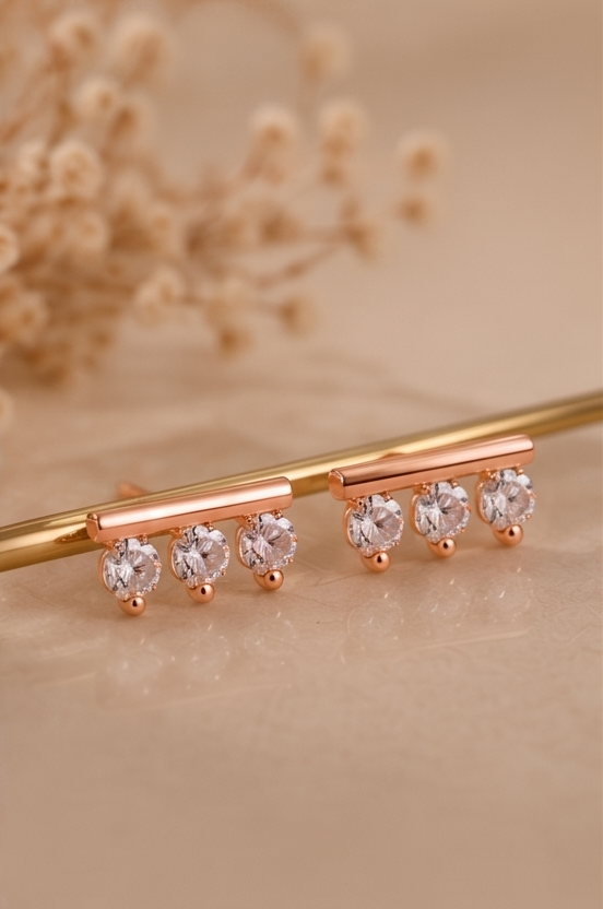 Bar Diamond Stud Earring
