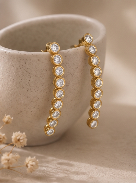 Halo Line Stud Earrings