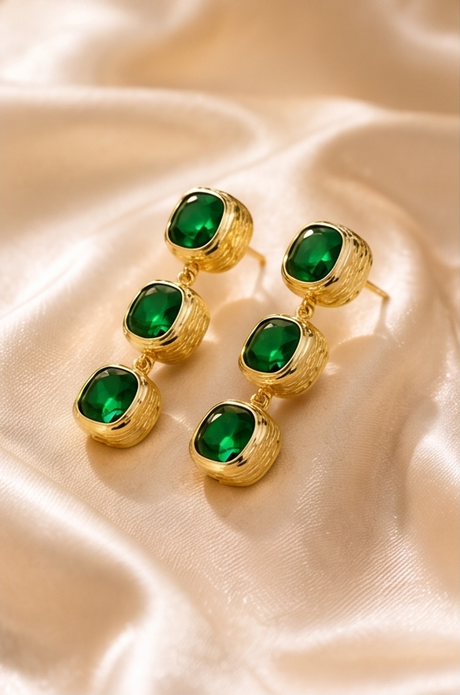 Emerald Cascade Drop Earrings