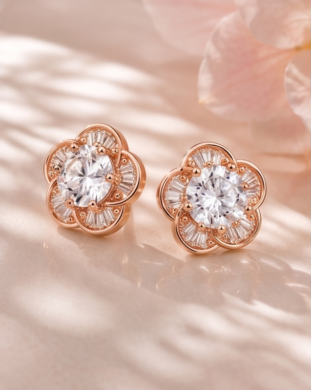 Flower Diamond Stud Earring