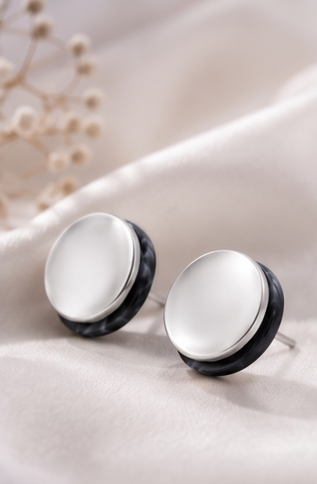 Marble Black Stud Earring