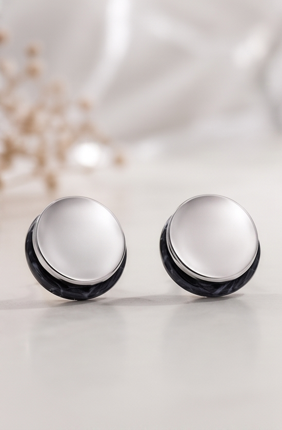Marble Black Stud Earring