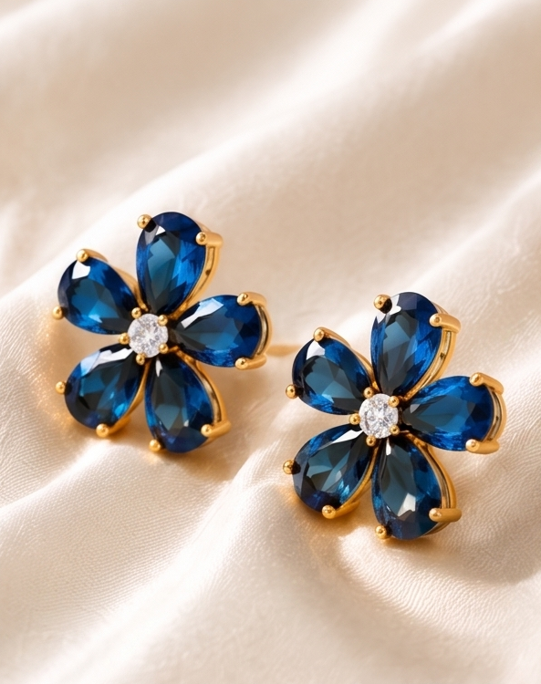 Blue Flower Stud Earring