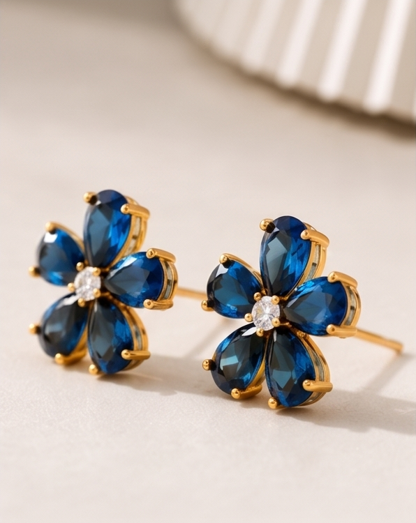 Blue Flower Stud Earring