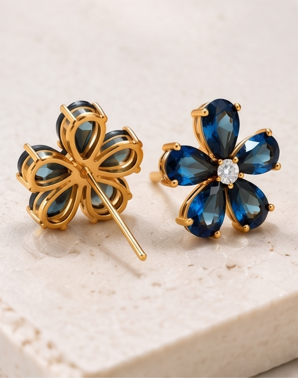 Blue Flower Stud Earring