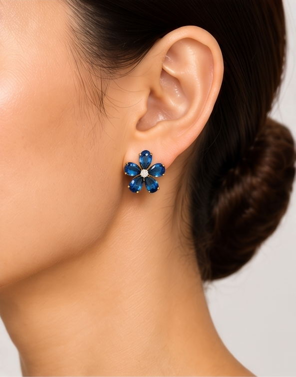 Blue Flower Stud Earring