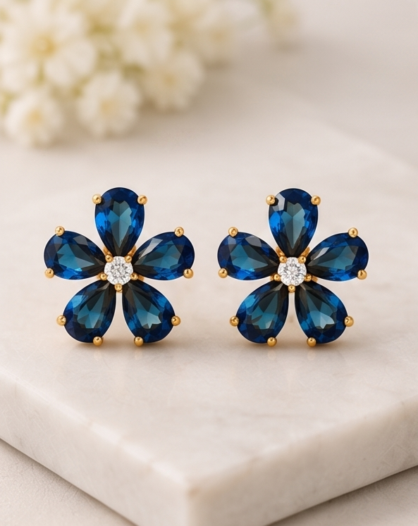Blue Flower Stud Earring