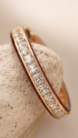 Burgundy Diamond Hoop Earring