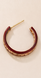 Burgundy Diamond Hoop Earring