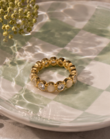 Moonstone Diamond Band Ring