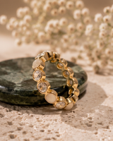 Moonstone Diamond Band Ring