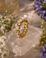 Moonstone Diamond Band Ring