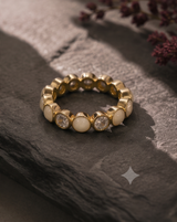 Moonstone Diamond Band Ring