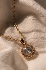 Classic Halo Diamond Pendant Necklace