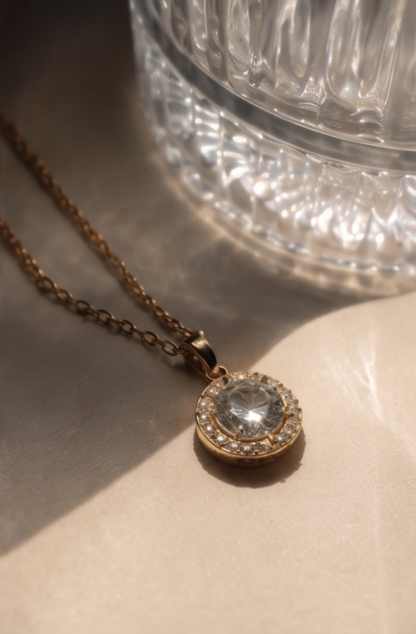 Classic Halo Diamond Pendant Necklace