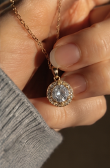 Classic Halo Diamond Pendant Necklace