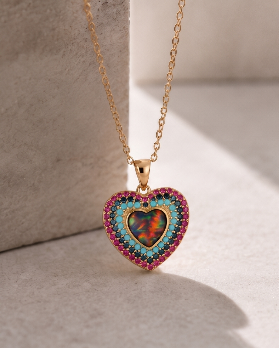 Colourburst Heart Pendant Necklace